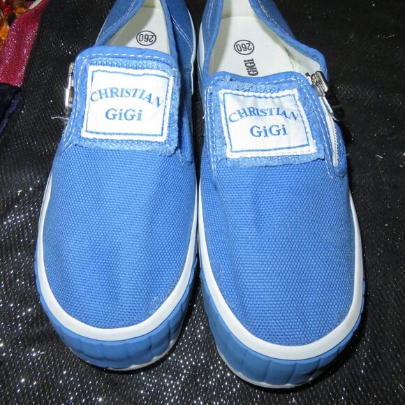 BOGO Christian Gigi Korean Loafer Wedges Boho Blue Canvas Slip On's 260 or US 9 - Picture 2 of 10